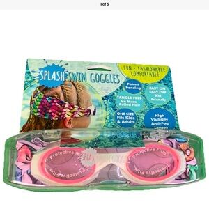 NIB SPLASH PLACE SWIM GOGGLES W/ FABRIC STRAP~PRETTY IN PINK~Made in USA